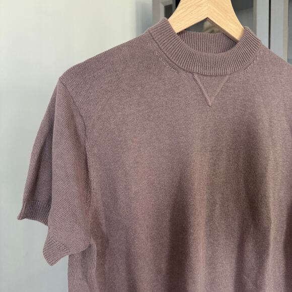 3sixteen Pima Cotton Linen Short Sleeve Mauve T-Shirt M NEW Knit V Crewneck Tee - Picture 2 of 6